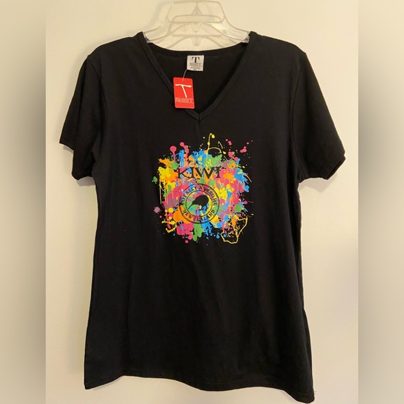 Tops - KIWI Black V-neck T-shirt, XXL NWT
